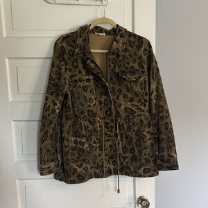 Mystree Brown Leopard Print Utility Jacket/Barn Coat